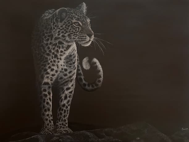Between Light and Silence — Leopard, Acrylic on board